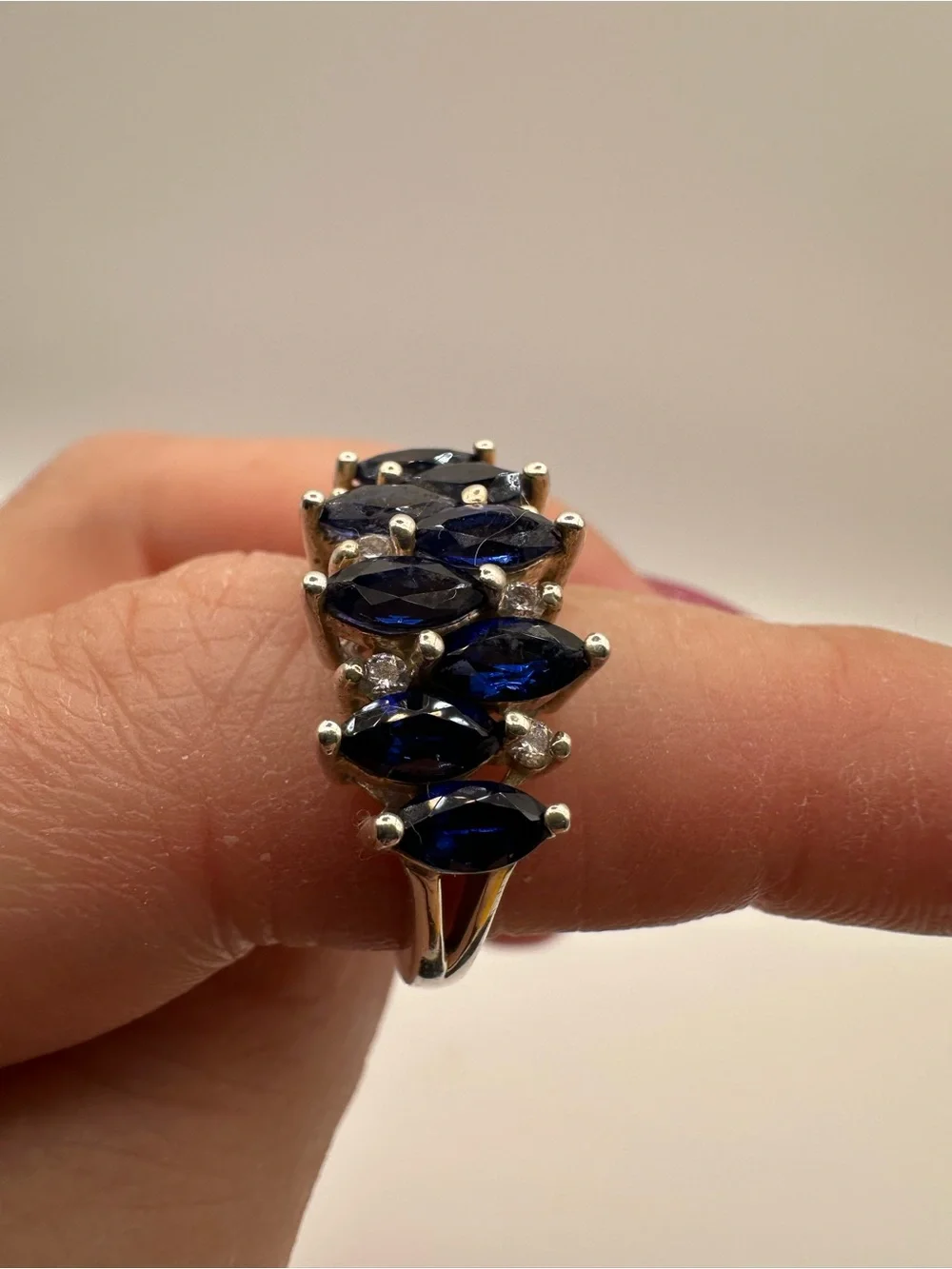 Vintage Sterling Silver w/Blue Topaz Ring Size 8